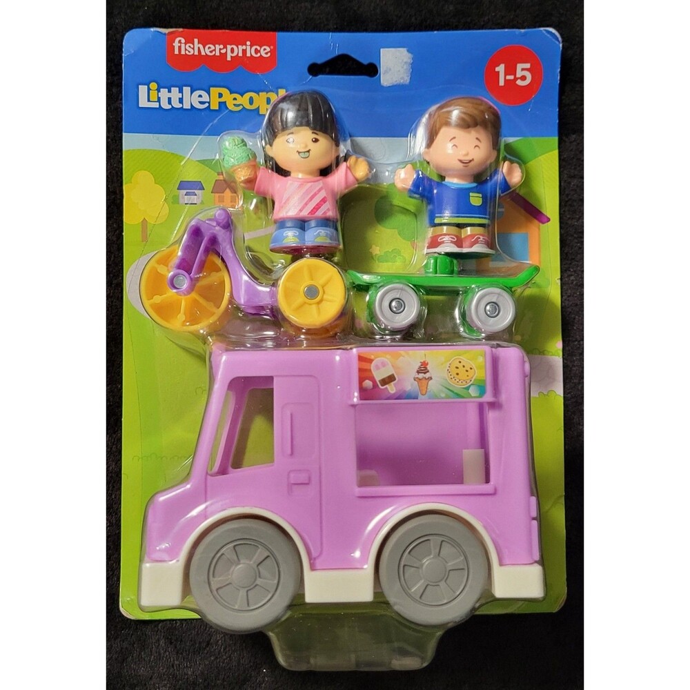 Fisher-Price Little People Front Yard Set Skateboard Big Wheel Ice Cream Truck